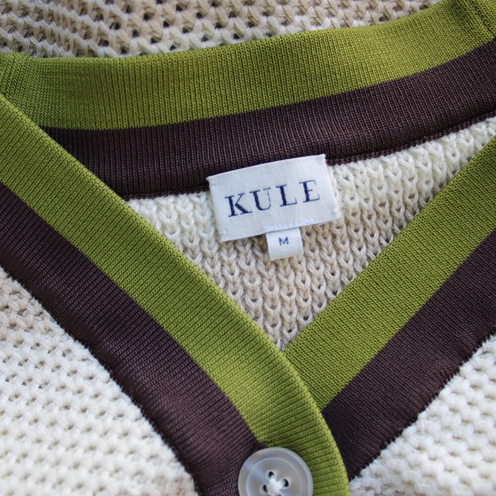KULE Raven cardigan sinclair stripe sweater varsity polo cotton jumper $298 M - Picture 11 of 11